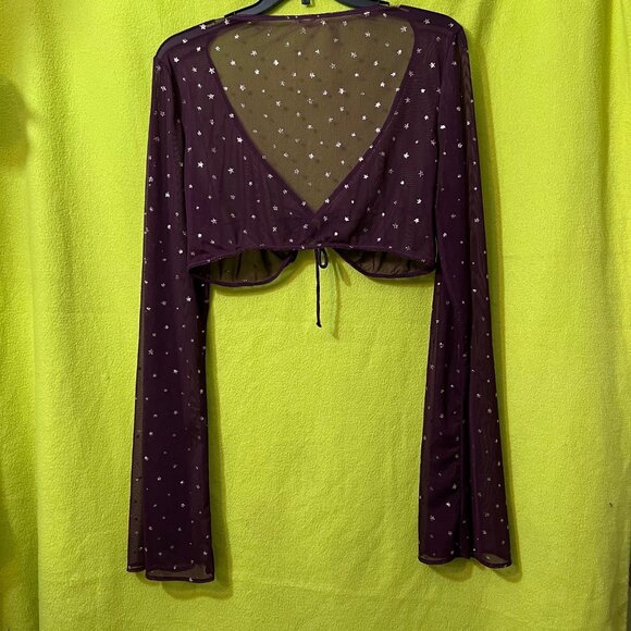 Savage x Fenty Mesh Star Burgendy Crop Top Lingerie - Picture 7 of 7